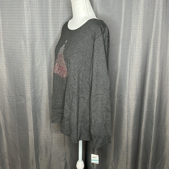 KAREN SCOTT WOMAN SIZE 0X CHARCOAL HEATHER GRAY LONG SLEEVED HENLEY TSHIRT New - Picture 3 of 6
